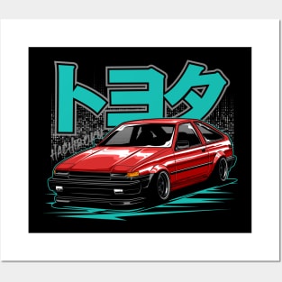 Red AE86 Trueno Posters and Art